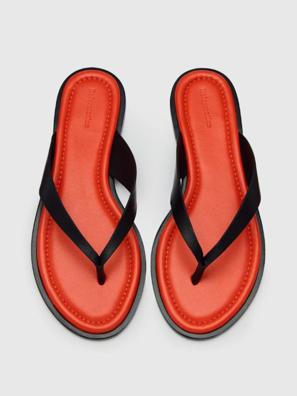 Reformation Jessie Thong Sandals Lobster Black Leather 7 NEW IN BOX